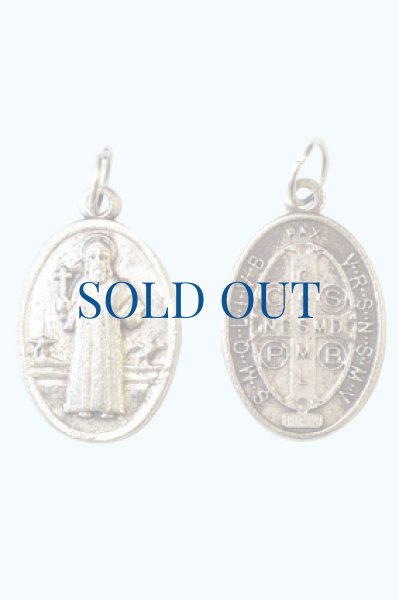 画像1: 両面メダイ　聖ベネディクト　楕円　銀色(A)　NB　 (1)