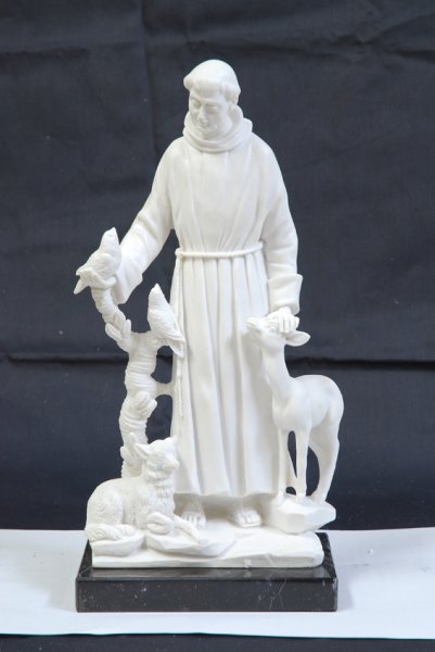 画像1: プラストマーブル製　アシジの聖フランシスコ像　30cm 白 (1)