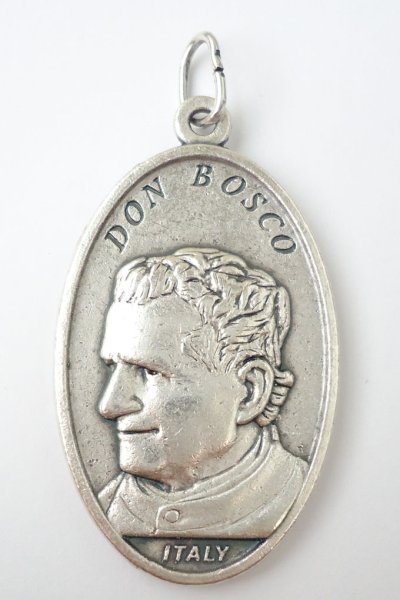 画像2: 両面メダイ　扶助者聖母(青)&ドン・ボスコ(銀) 40mm (2)