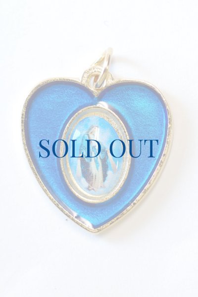 画像1: メダイ　ハート型　無原罪の聖母　ブルー　 (1)