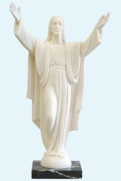 画像1: プラストマーブル製　復活のキリスト像　30cm 白 (1)