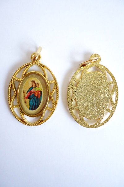 画像3: メダイ　扶助者聖母　楕円　金縁飾り　NB　※現品限り (3)