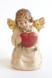 画像1: 小さな木彫り天使像　ハートをもつ天使　カラー 4.8cm　NB (1)