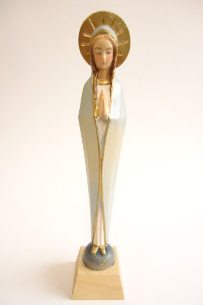 画像2: 木彫り 細いマリア像 カラー 14.5cm (2)