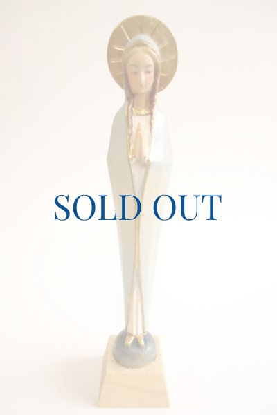 画像2: 木彫り　細いマリア像　カラー 14.5cm (2)