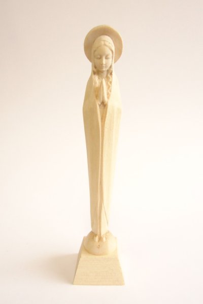 画像1: 木彫り　細いマリア像　白木 14.5cm (1)