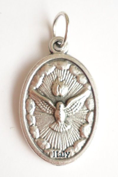 画像2: 両面メダイ 聖霊(ハト)&ピオ神父 銀色  NB (2)