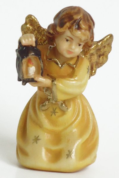 画像1: 小さな木彫り天使像　カンテラをもつ天使　カラー 4.7cm (1)