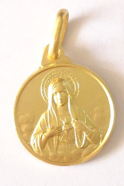 画像1: メダイ 18金　み心のマリア　14mm【返品不可商品】店頭在庫1点のみ (1)