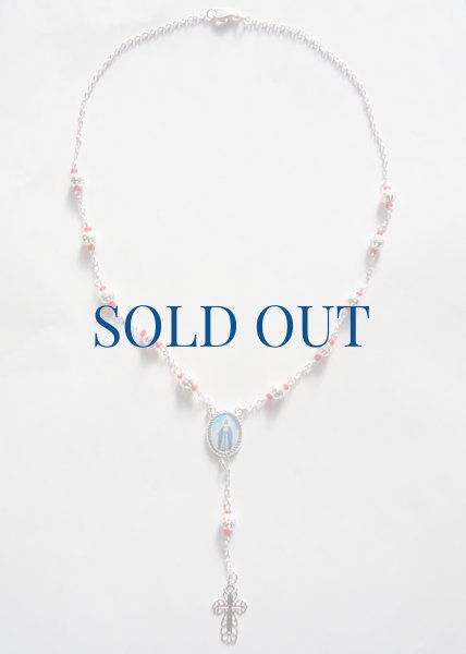 画像2: ★30％OFF★ロザリオネックレス　シルバーメッキ　無原罪　赤 (2)