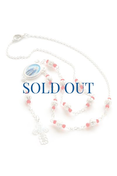 画像1: ★30％OFF★ロザリオネックレス　シルバーメッキ　無原罪　赤 (1)