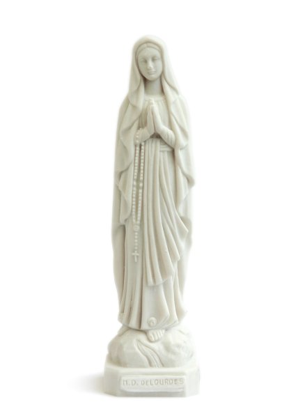 画像1: プラストマーブル製　ルルドの聖母像　白 16cm (1)