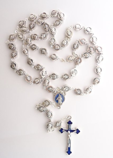 画像1: ロザリオ　銀色珠　扶助者聖母とドン・ボスコ (1)