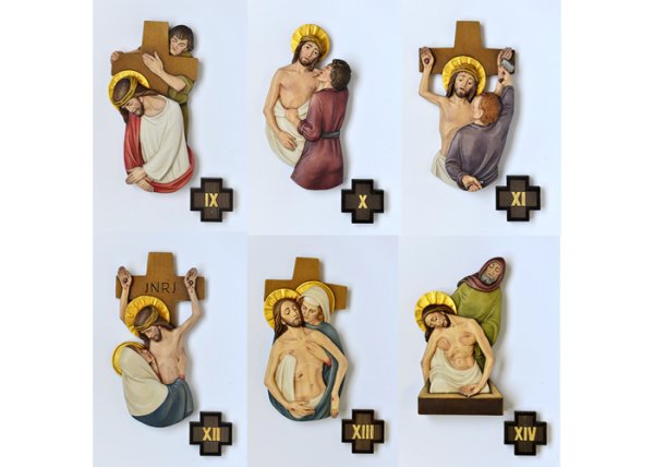 画像2: 壁掛木彫り 十字架の道行 15留セット ★現品限り★セール！！30%引き！★ (2)