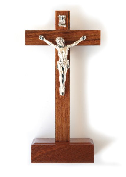画像1: 卓上十字架　木製　H約15cm　 (1)