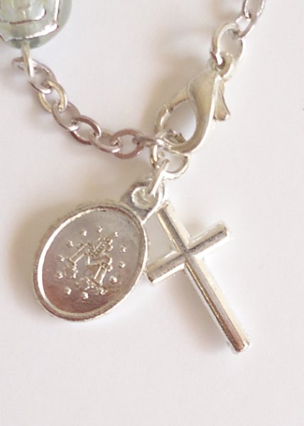 画像3: ロザリオブレスレット　バラ型アクリル珠　ブルー　NB (3)