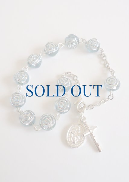 画像2: ロザリオブレスレット　バラ型アクリル珠　ブルー　NB (2)