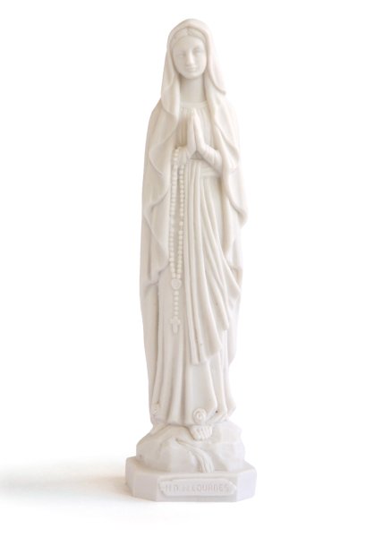 画像1: プラストマーブル製　ルルドの聖母像　白 20.5cm (1)