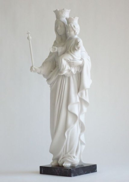 画像3: プラストマーブル製 扶助者聖母像(大理石台座)41cm 白 (3)