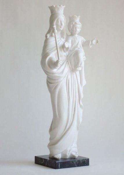 画像2: プラストマーブル製 扶助者聖母像(大理石台座)41cm 白 (2)