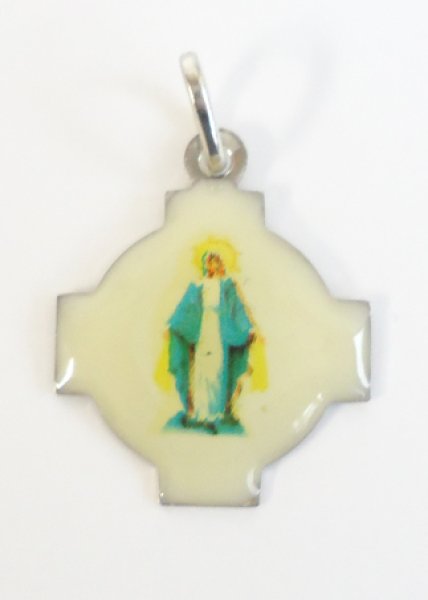 画像1: メダイ　十字型　無原罪の聖母　カラー (1)