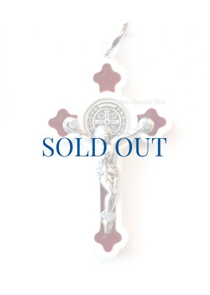 画像1: ミニ十字架　聖ベネディクト　ゴシック　白+赤　NB (1)