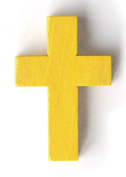 画像1: ミニ十字架　木製　ラテン十字架　黄色 (1)
