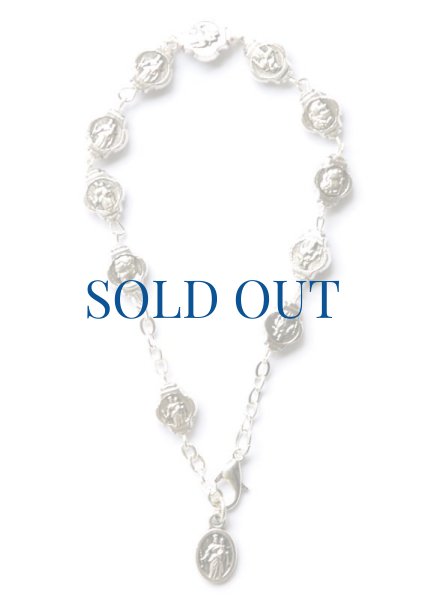 画像1: ロザリオブレスレット　銀色珠　ドン・ボスコ&扶助者聖母 (1)