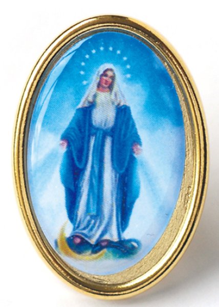 画像1: ピンバッジ　楕円　無原罪の聖母 (1)