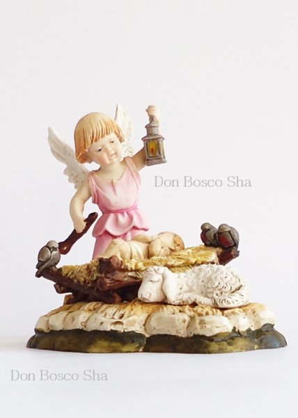 画像3: ★20%OFF★　プラストマーブル製　カンテラをもつ天使と幼子像　10cm カラー（1342C） (3)