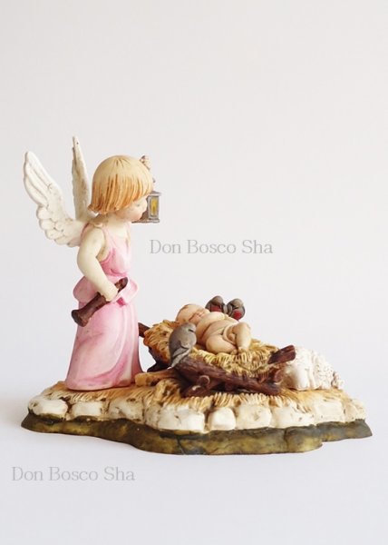 画像2: ★20%OFF★　プラストマーブル製　カンテラをもつ天使と幼子像　10cm カラー（1342C） (2)