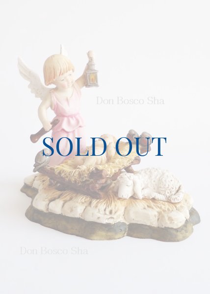 画像1: ★20%OFF★　プラストマーブル製　カンテラをもつ天使と幼子像　10cm カラー（1342C） (1)