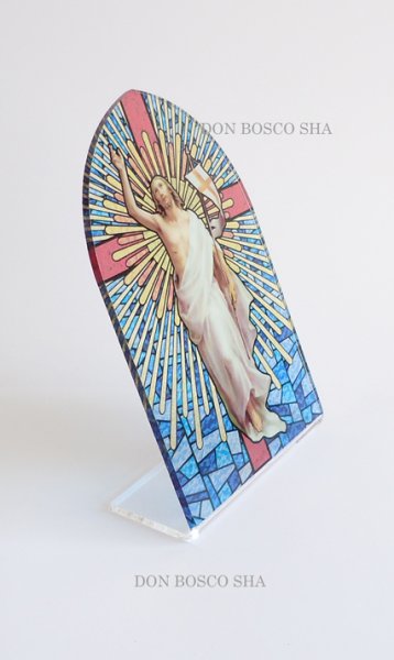 画像3: 卓上置物　ステンドグラス風　復活のキリスト (3)