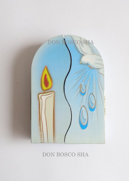 画像3: 卓上置物 3面板絵　幼児洗礼 ブルー (3)