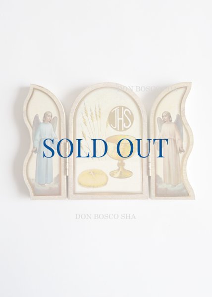 画像2: 卓上置物 3面板絵　聖体とカリス・麦とパン (2)