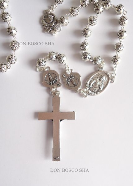 画像4: ロザリオ　バラの花型珠　銀色　ファティマ&み心のイエス　※在庫僅少 (4)