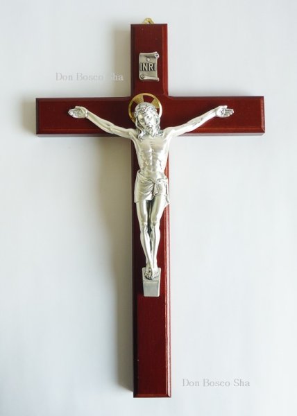 画像1: 壁掛け十字架　ブナ木製　H34cm (1)