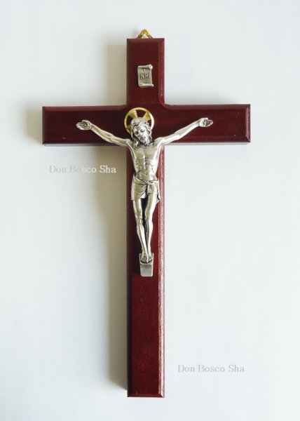 画像1: 木製　壁掛十字架　H27.5cm (1)
