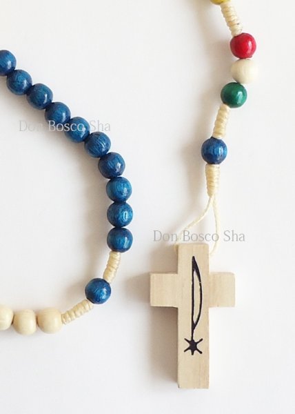 画像2: ロザリオ　紐編み　木製　五大陸　珠6mm (2)