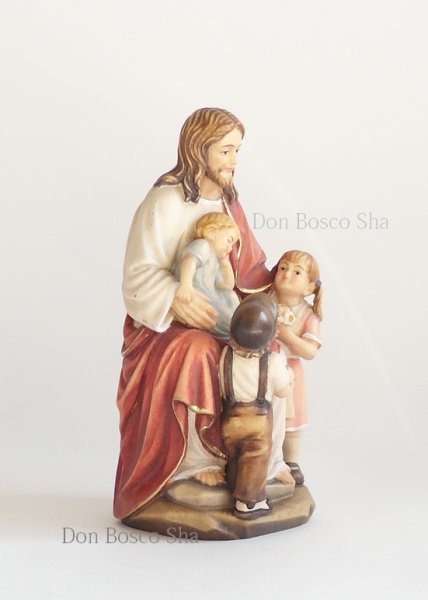画像2: 木彫り イエスと子どもたち カラー 約12.5cm  (2)