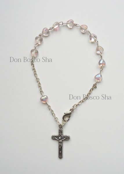 画像2: ロザリオブレスレット　ハート型　レインボークリア　NB (2)