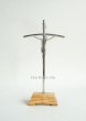 画像4: 卓上十字架　金属+台座オリーブ　H23cm　 銀色 (4)