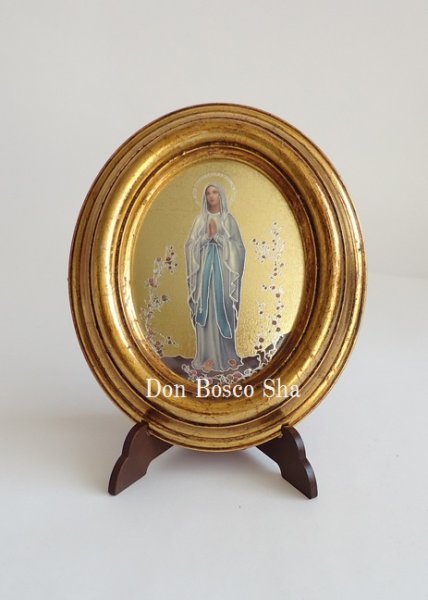 画像5: 板絵 卓上壁掛両用 楕円　ルルドの聖母 (5)