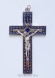 画像1: 壁掛十字架　金属ブルー飾り縁 (1)