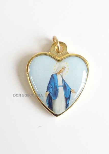 画像2: メダイ ハート型　無原罪　カラー+金 20mm (2)