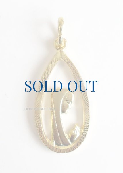 画像2: メダイ　横向きマリア　しずく型 透かし金 (2)