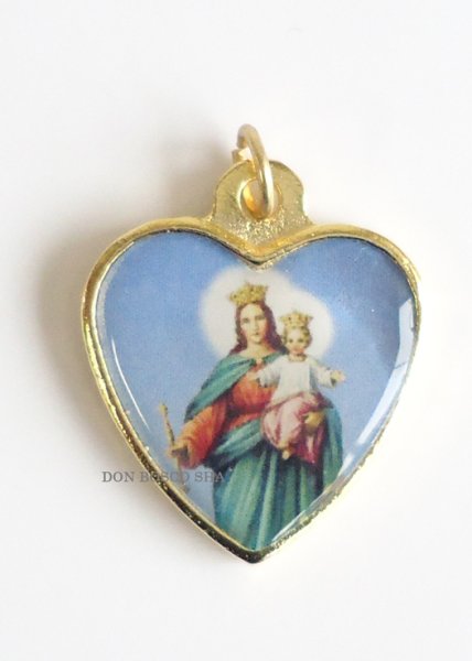画像2: メダイ ハート型　扶助者聖母　カラー+金 20mm　※在庫僅少 (2)