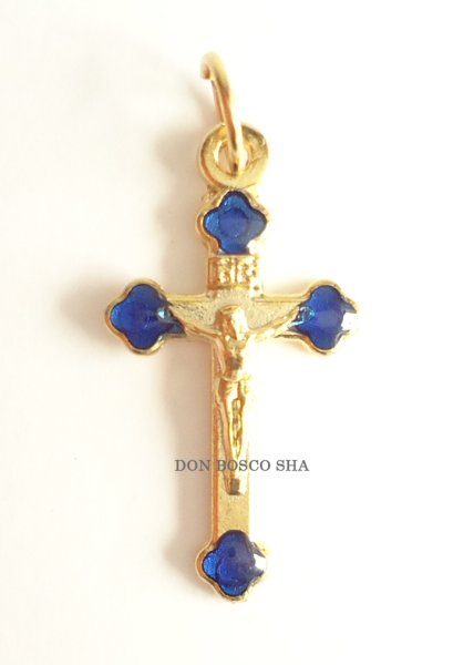 画像2: ミニ十字架　J　金色+青 (2)