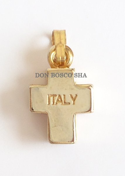 画像2: ミニ十字架　フィレンツェモザイク （PXαΩ）金メッキ+赤　 (2)