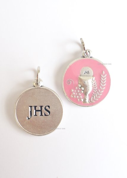 画像2: メダイ　丸型　聖体　カリスとホスチア/JHS (ピンク） (2)